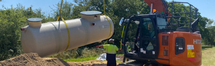 Installation of a treatment plant as part of a private sewage system.