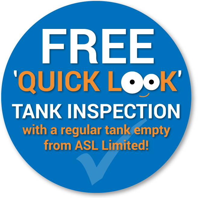 FREE Quick Look tank inspection with a regular septic tank emptying from ASL Limited
