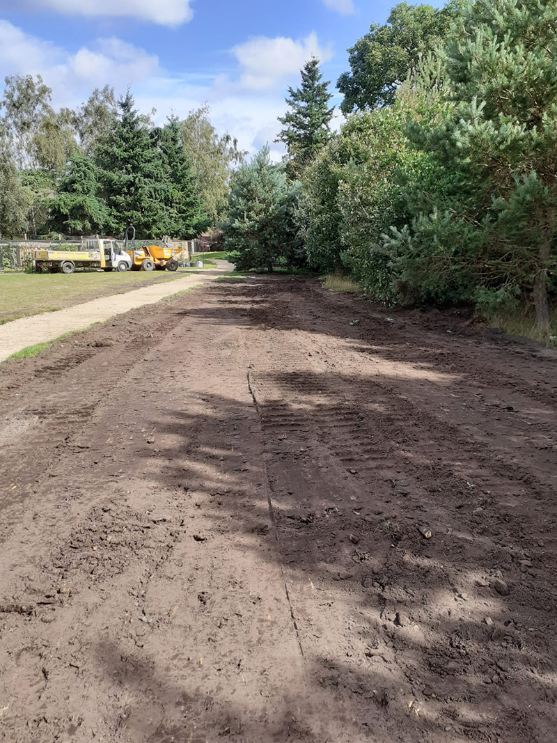 A newly installed drainage field ready for turfing. 