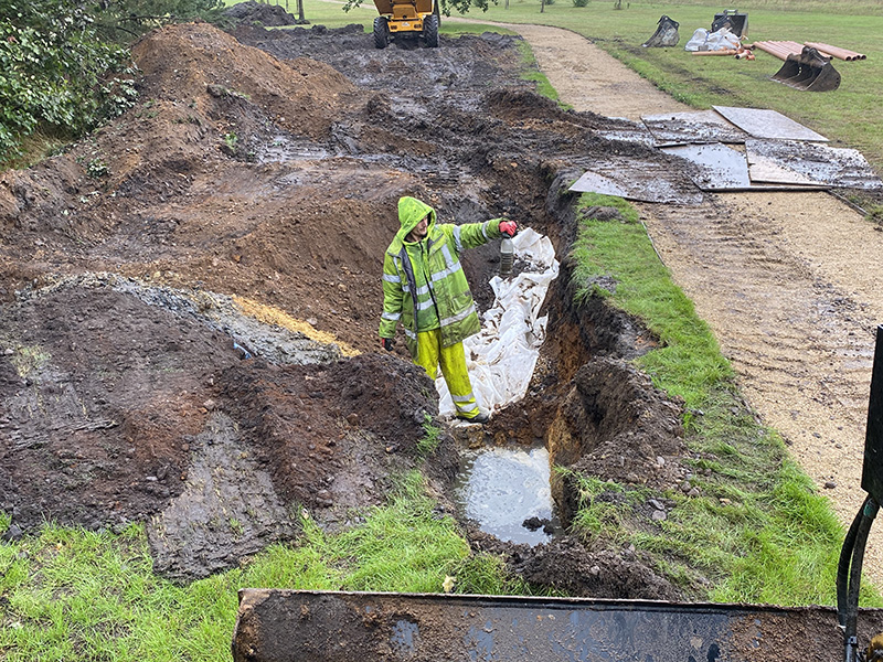 drainage field clogged with grease and fat