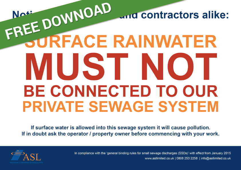 FREE download for displaying onsite when workman may be working on your drains.