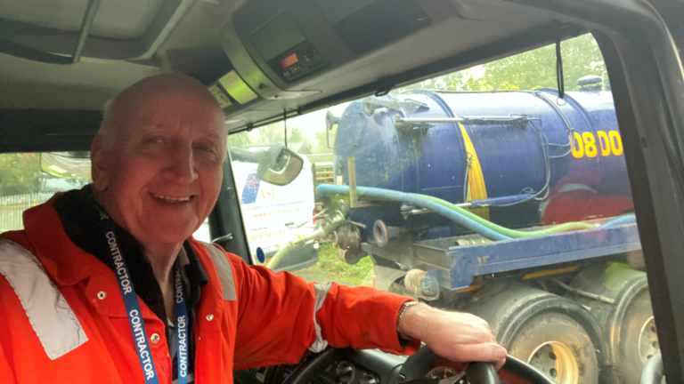 This is a photo of our Gerry in action attending a septic tank empty job This is a photo of our Gerry in action attending a septic tank empty job