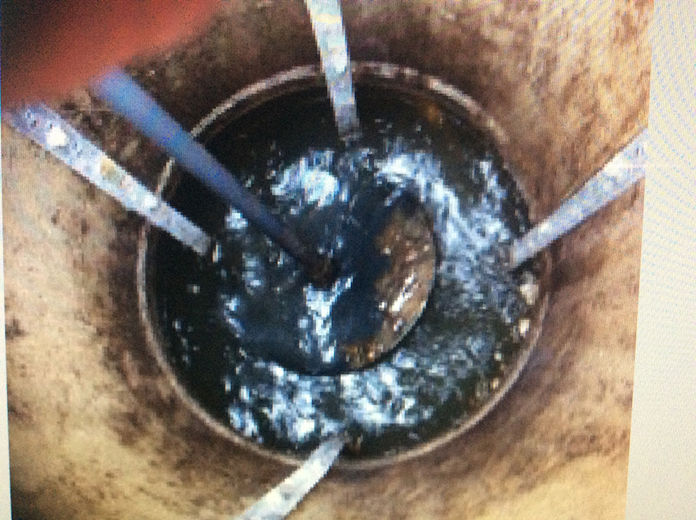 An image of a treatment plant pumping station internal baffle damaged by fatigue.