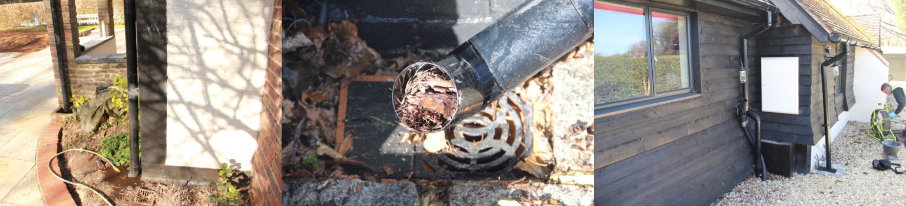 Examples of ill kept surface water drainage pipes allowing surface water into the sewage system.