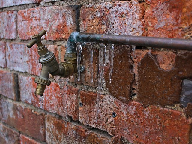 This is an image of a frozen outside tap