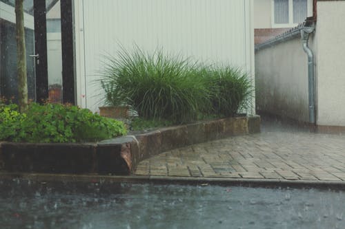 A photo of rainfall - Heavy rain can produce huge amounts of surface water.