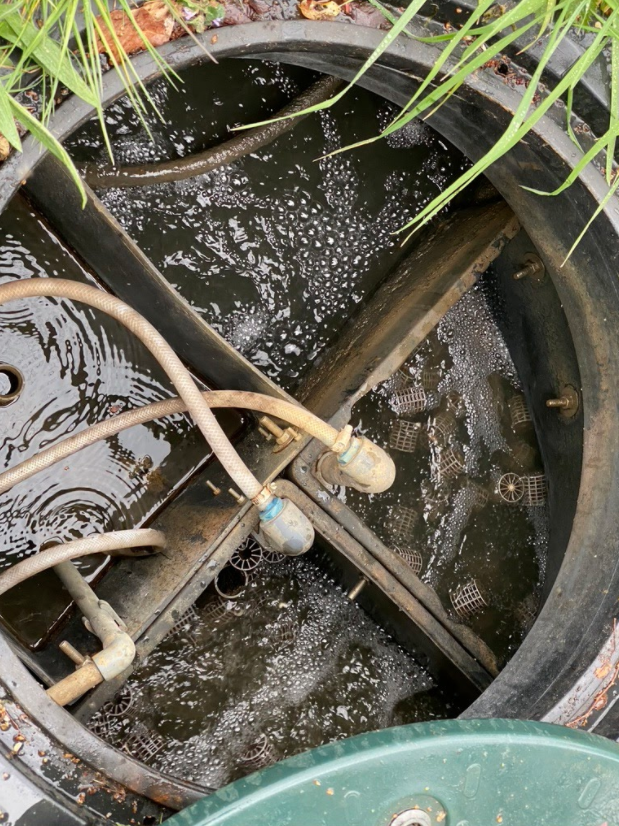 This image shows the top of an open treatment plant just before being emptied.