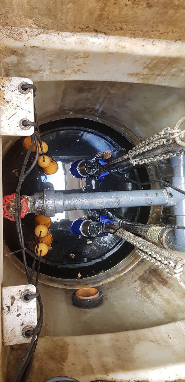 This is a photo looking down into a pumping station.