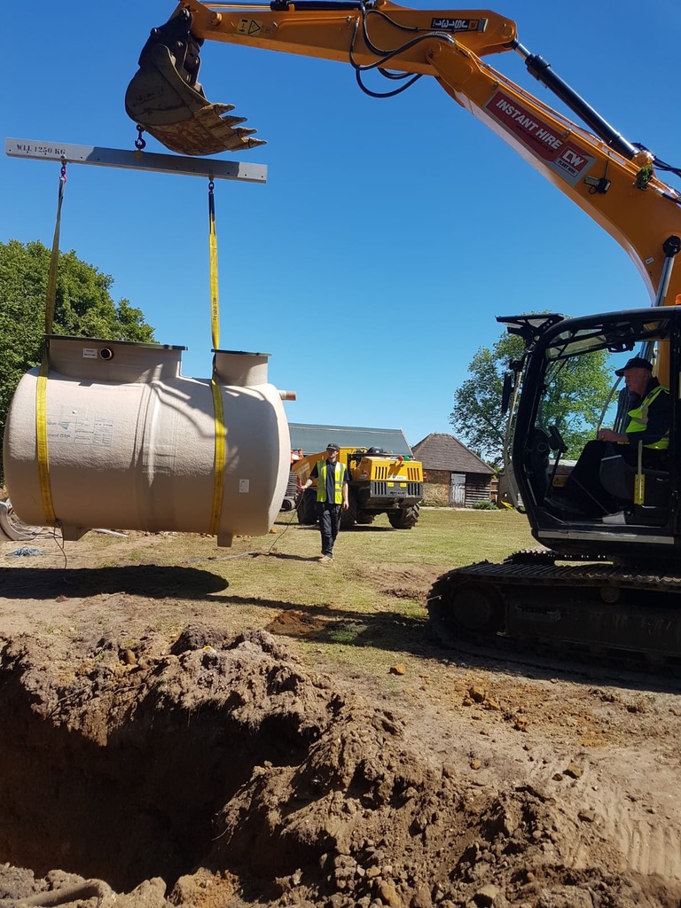 A domestic sewage treatment plant installation.