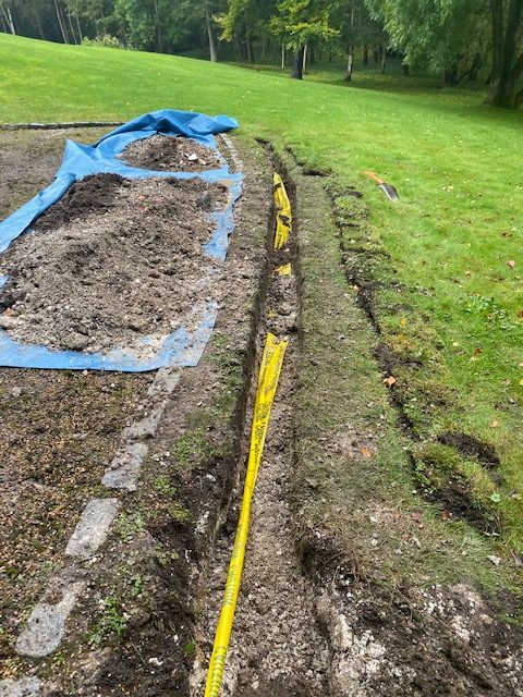 This is an image of one of the trenches dug to create the drainage field in 