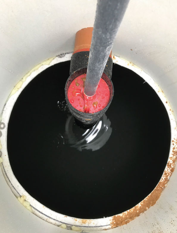 An image of a septic tank filter that sits on the top of the dip pipe.