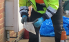 This is a photo of wet wipes found blocking a drain in Guildford, Surrey