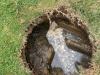 Ponding water in an inspection chamber before a septic tank.