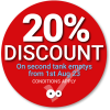 20% discount on second tank empties while we are still on site.