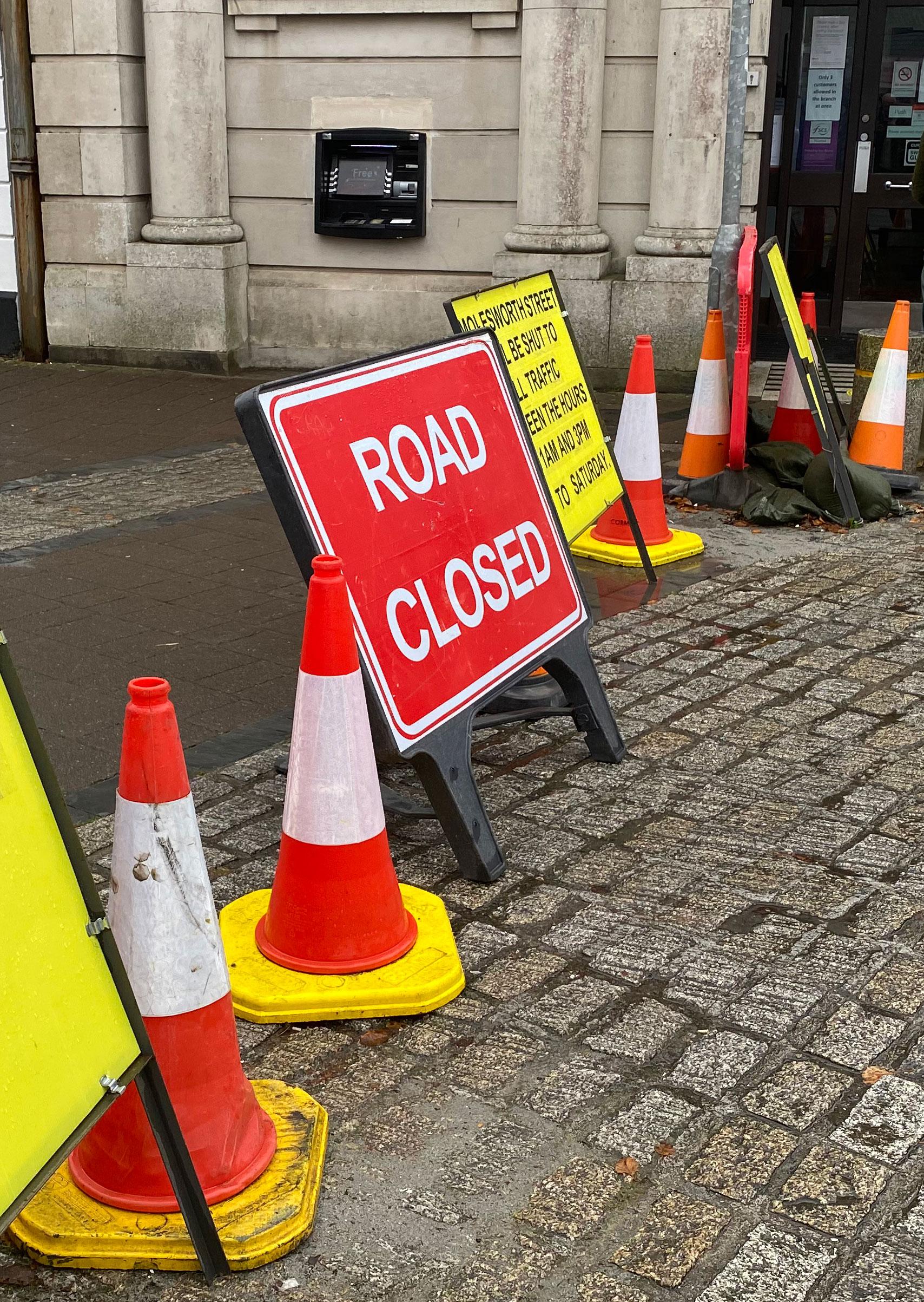 Road closures are necessary for main sewer connections.