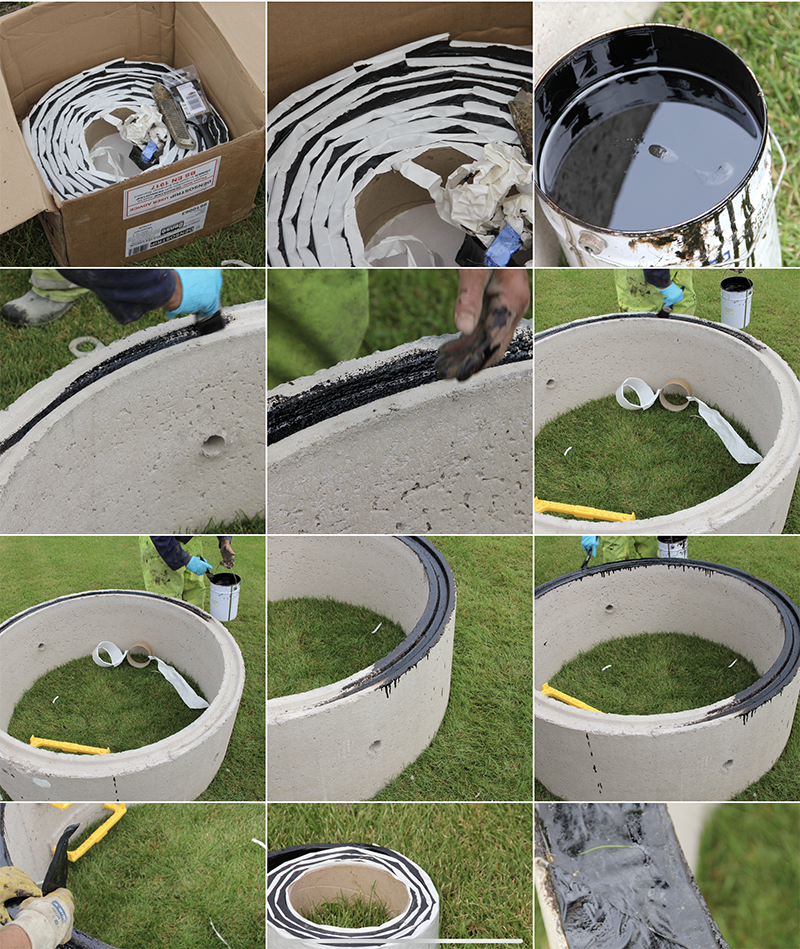 Concrete rings with talk strip joints for sewage pumping stations.