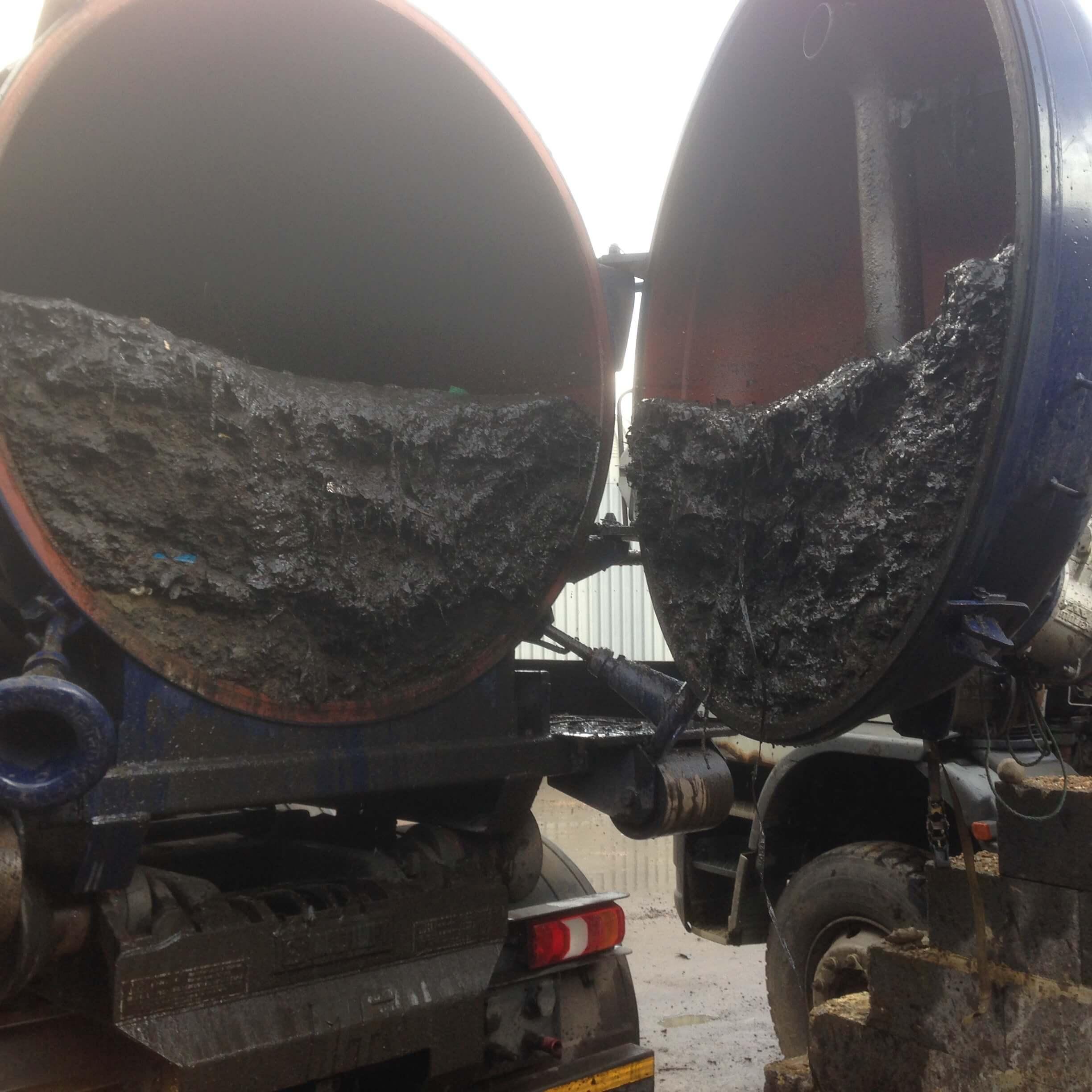 An image of the ASL Limited Tanker with a load of muck and sludge from the road gullies in Epsom, Sutton and Dorking.