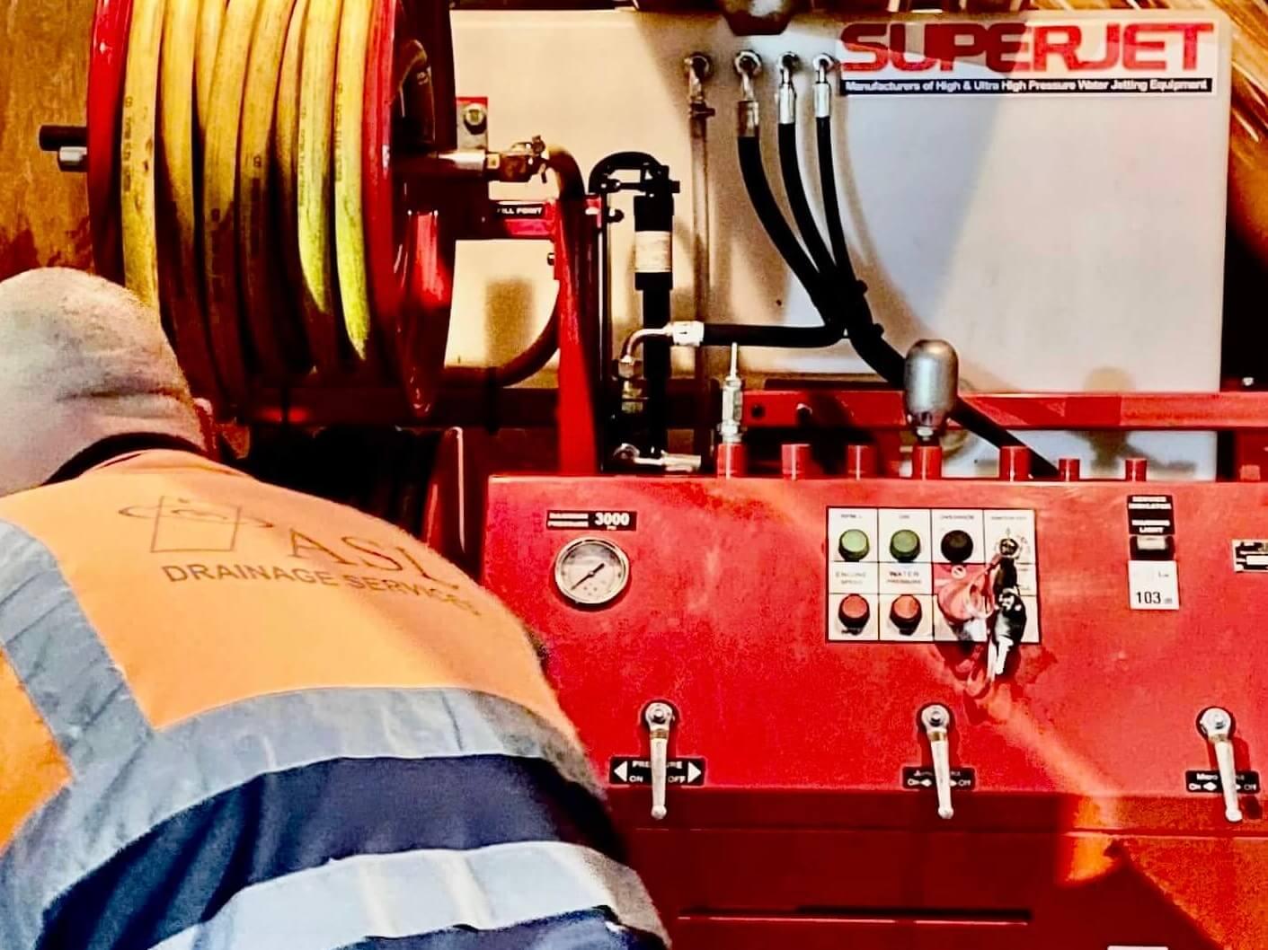 This is an image of the high pressure jetting equipment in the ASL Limited van attending a job in Weybridge