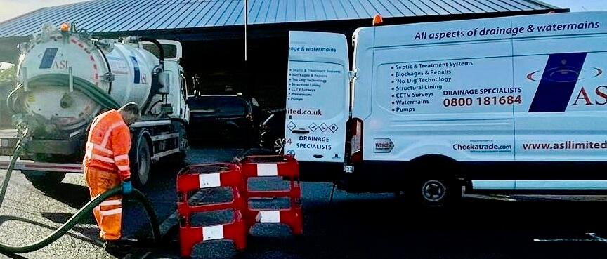 This is an image of the ASL Limited tanker and van in Camberley attending a tank empty.