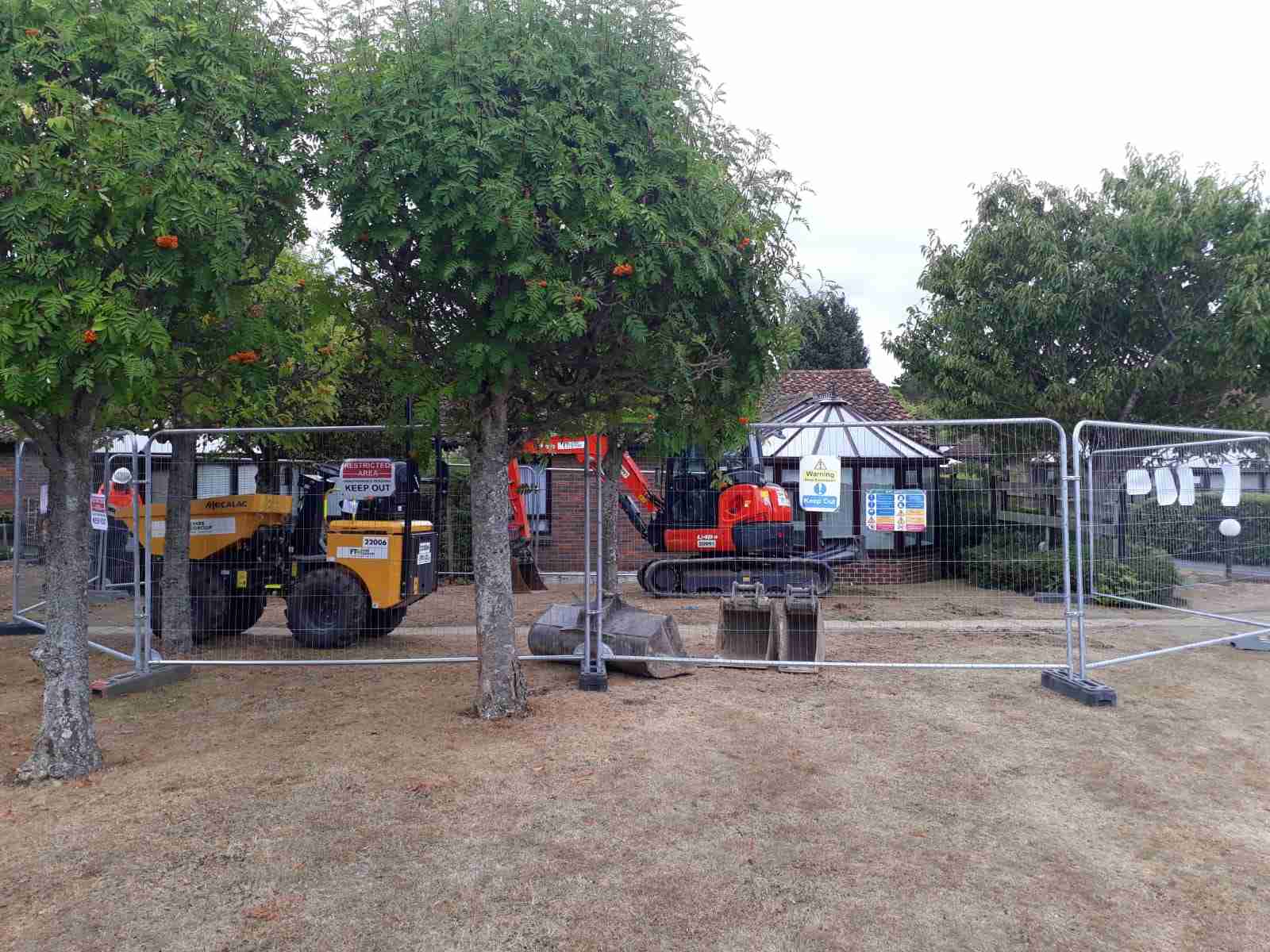 Safety first! Making sure the compound is set up and secure before commencing works.